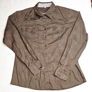 Cinch Mens XL Paisley Long Sleeve Western Shirt Brown Pearl Snap Closure Cowboy